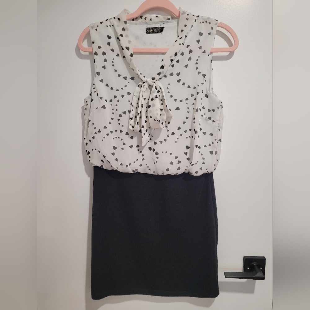 QED London Black and White Mini Dress